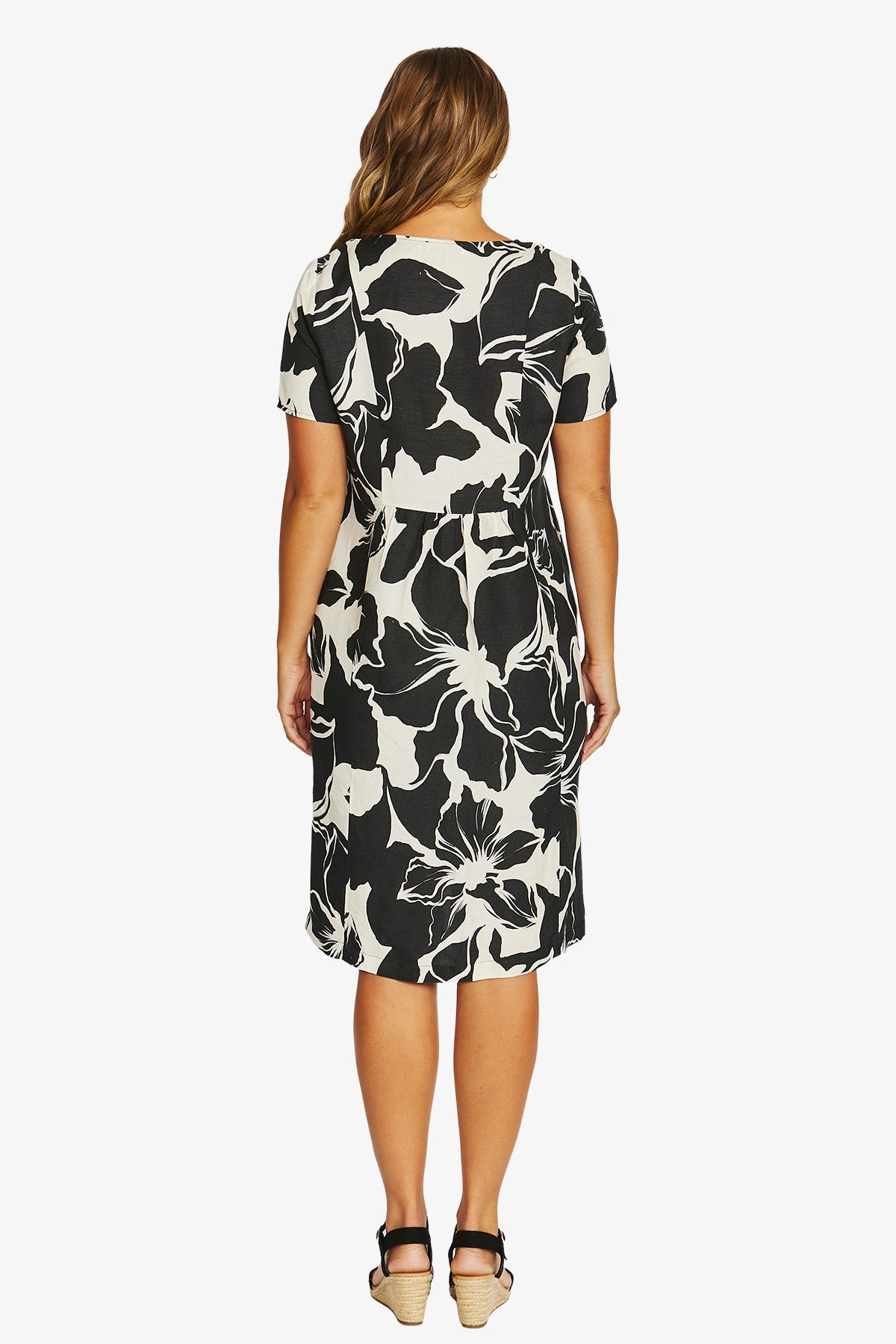 Womens Lush Mono Gather Dress Black 616j5106a