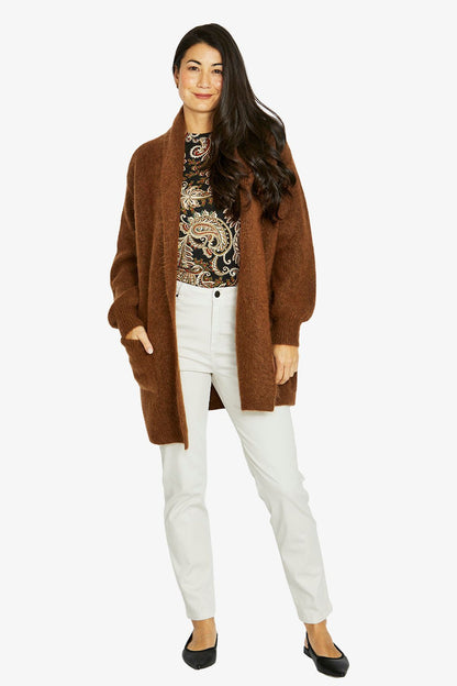 Womens Luxe Long Cardi Brown 60611082a