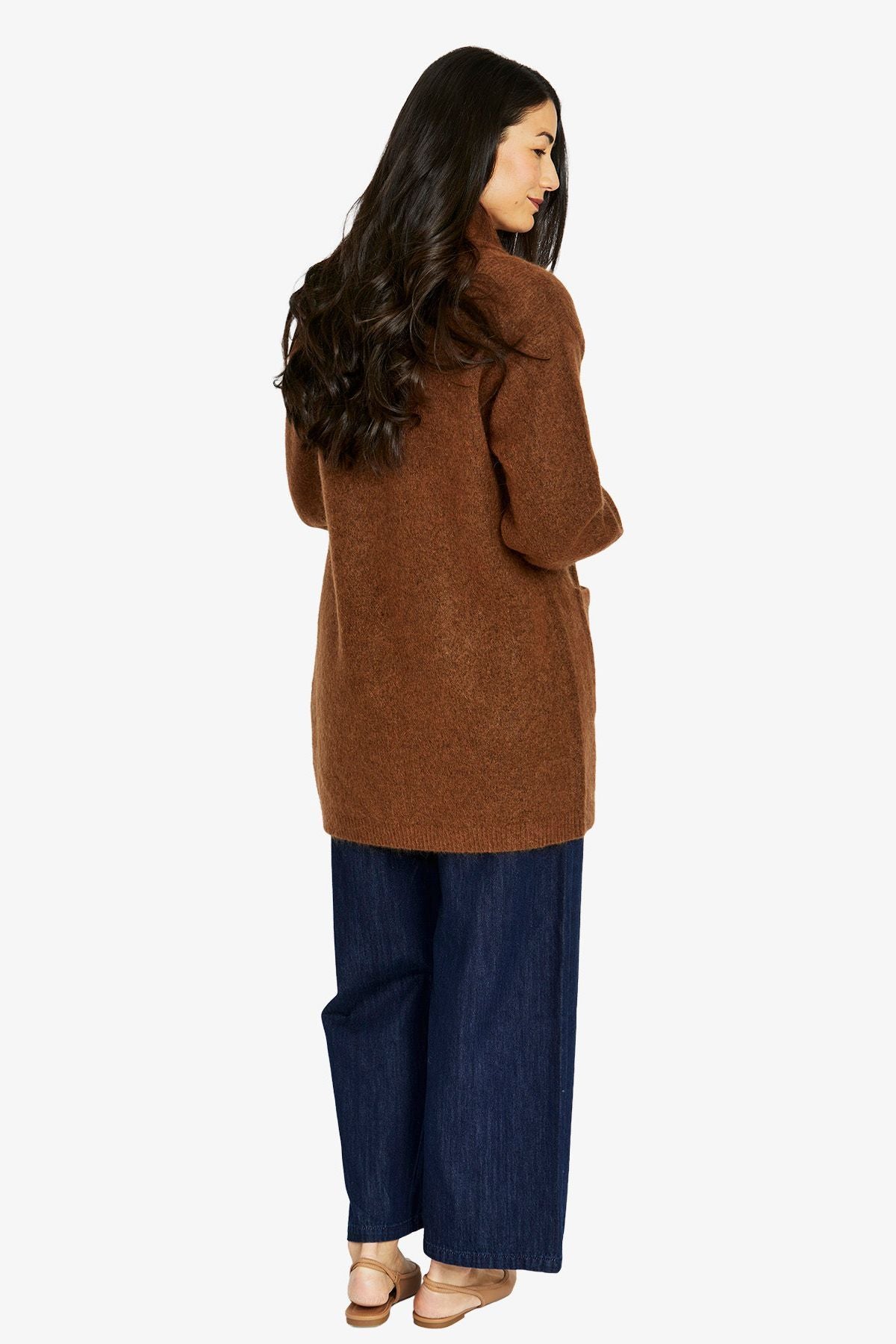 Womens Luxe Long Cardi Brown 60611082a