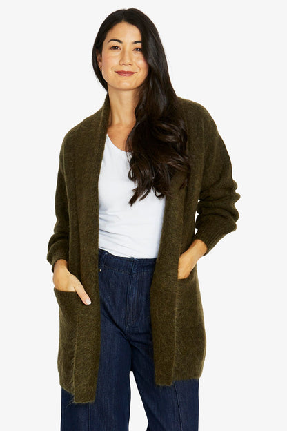Womens Luxe Long Cardi Green 60611082a