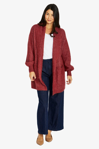 Womens Luxe Long Cardi Red 60611082a