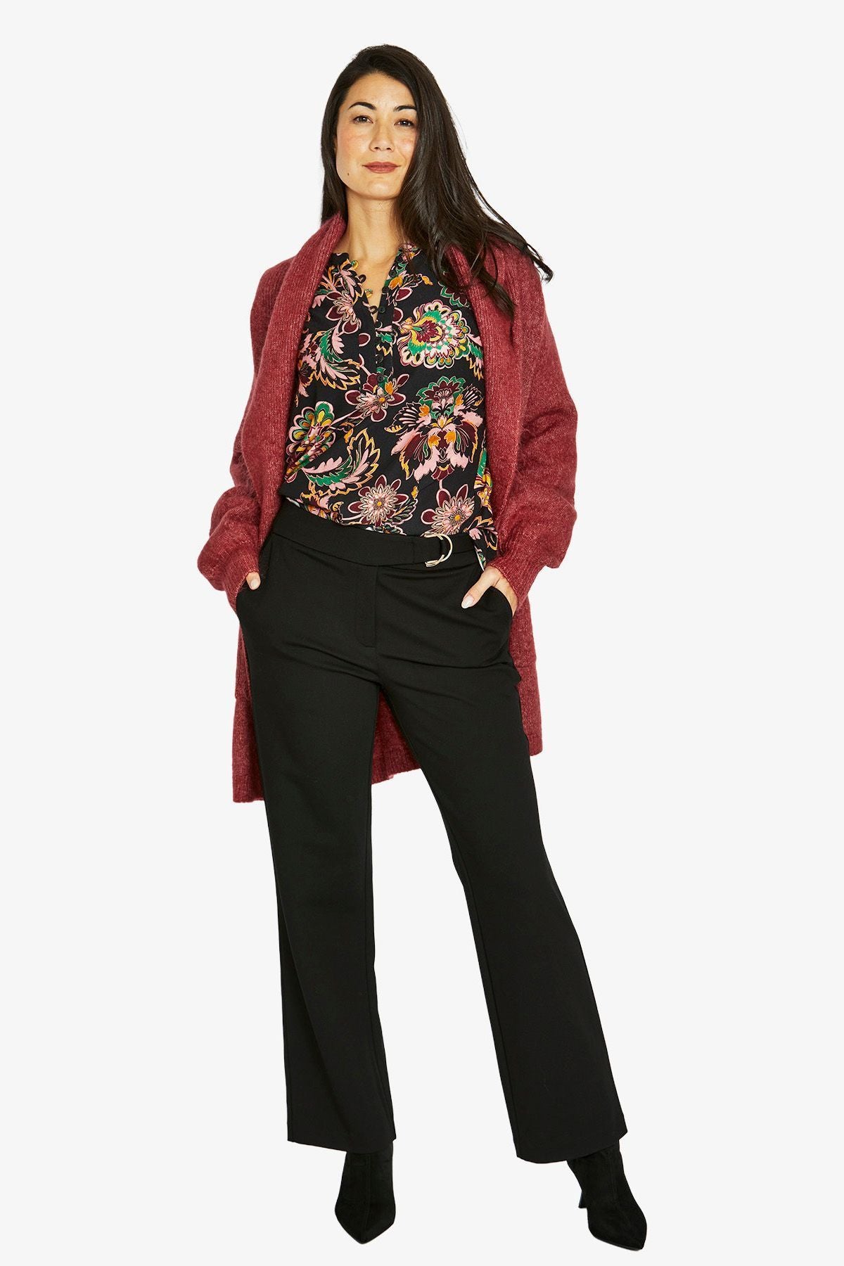 Womens Luxe Long Cardi Red 60611082a