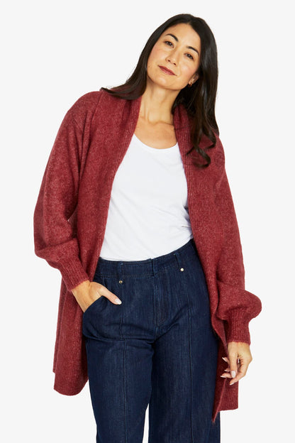 Womens Luxe Long Cardi Red 60611082a