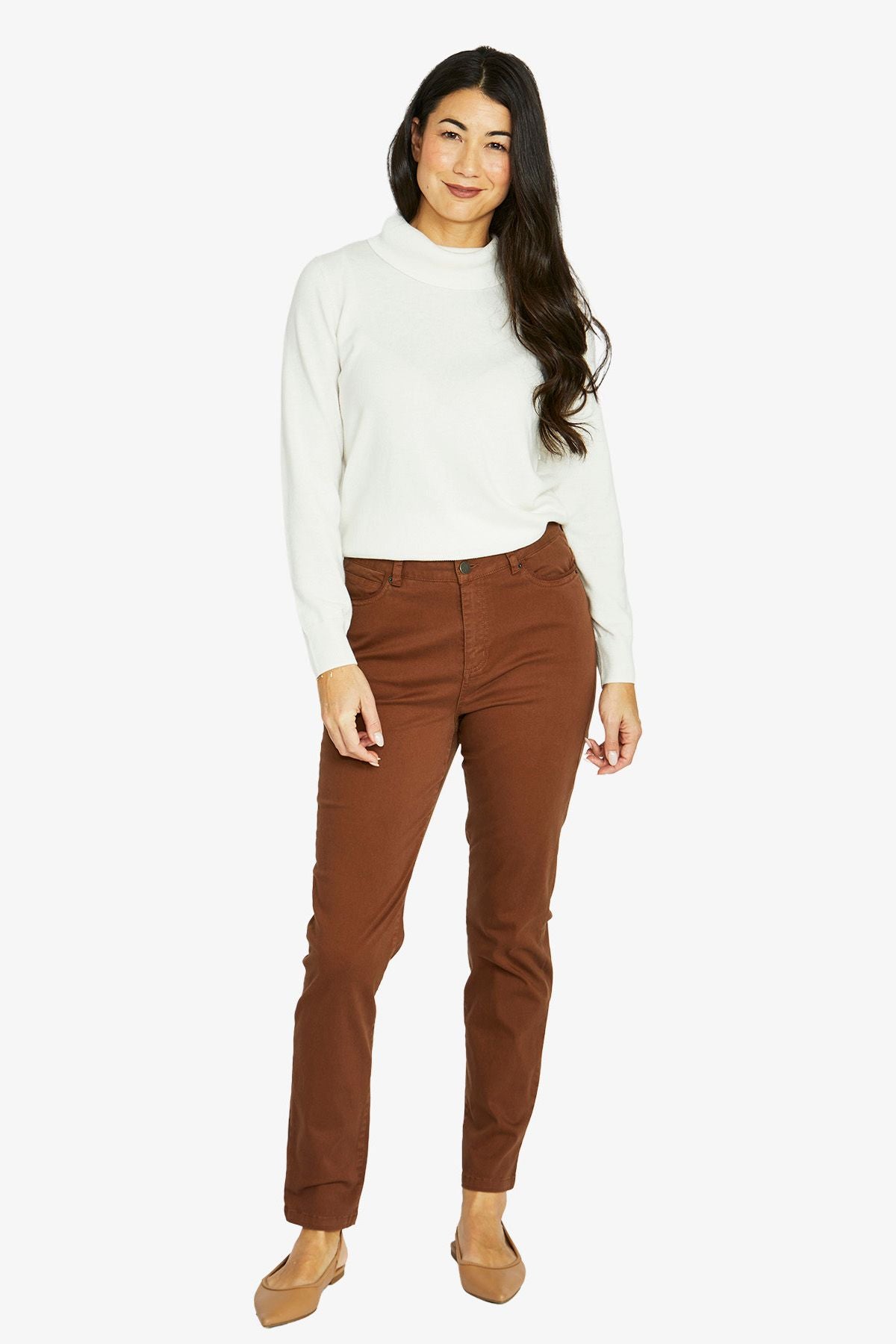 Womens Luxury Pkt Trim Jean Brown 606j7025a