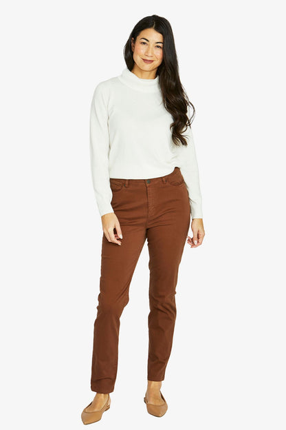 Womens Luxury Pkt Trim Jean Brown 606j7025a
