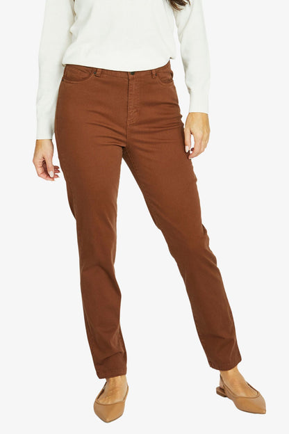 Womens Luxury Pkt Trim Jean Brown 606j7025a
