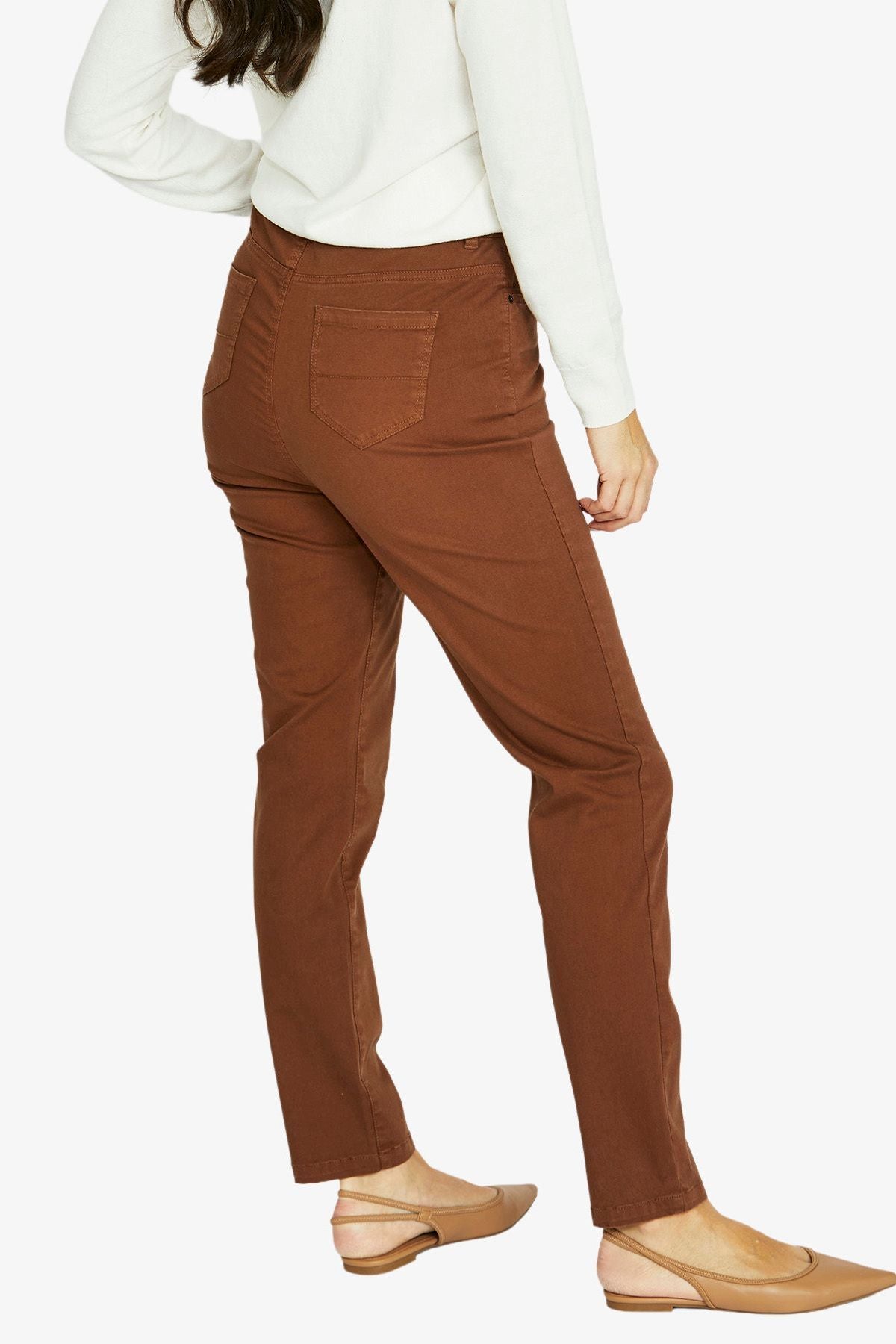 Womens Luxury Pkt Trim Jean Brown 606j7025a