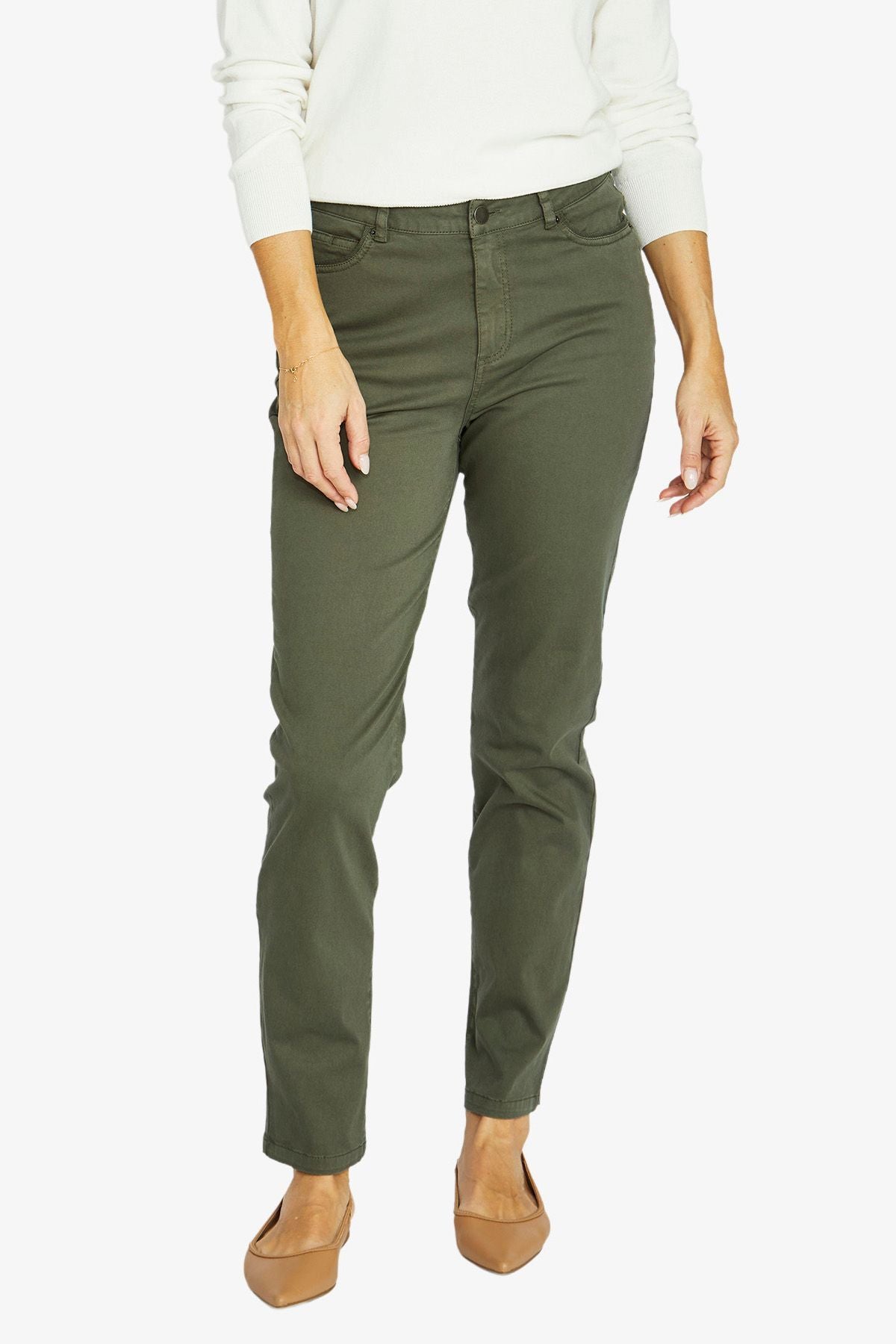 Womens Luxury Pkt Trim Jean Green 606j7025a