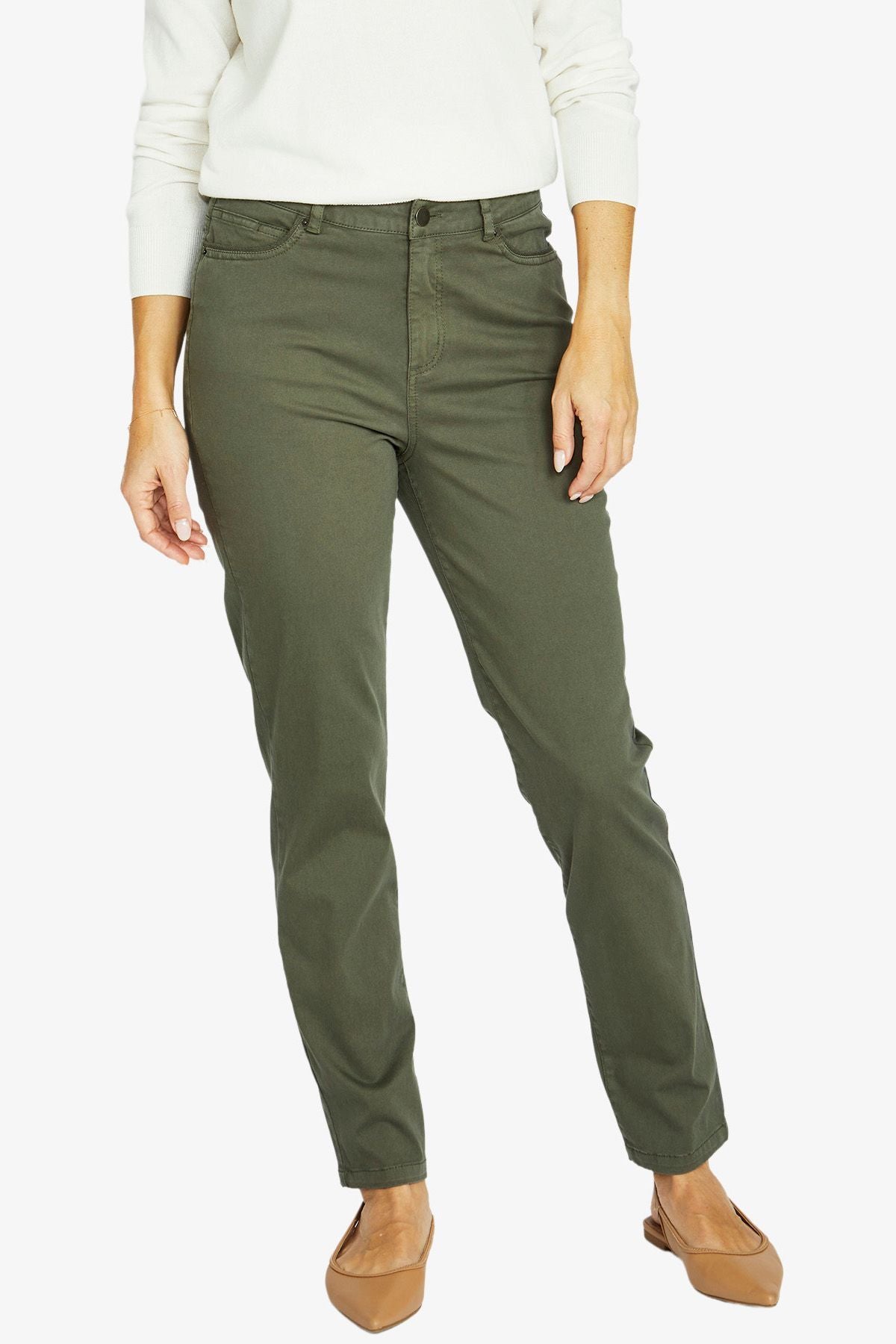 Womens Luxury Pkt Trim Jean Green 606j7025a