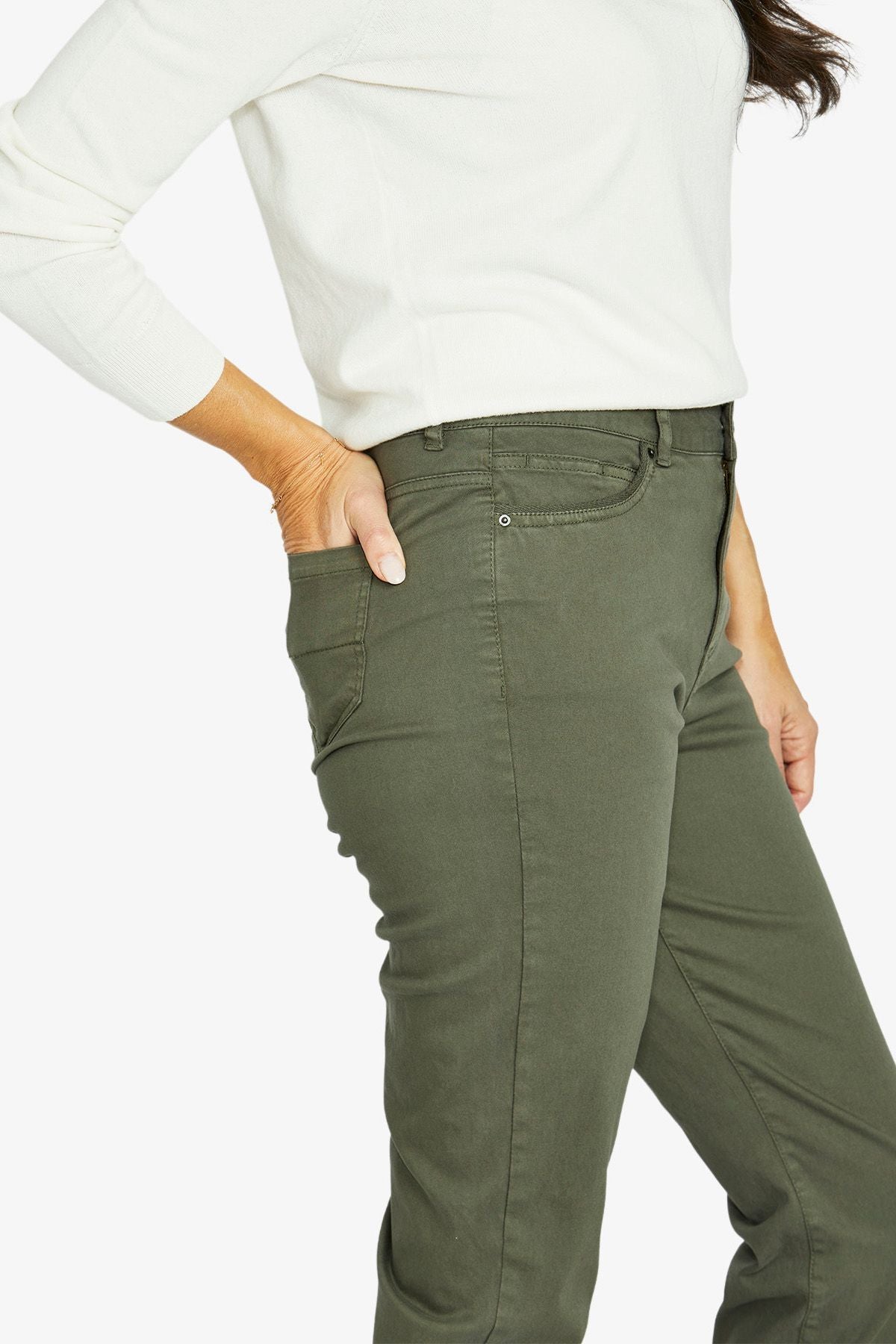 Womens Luxury Pkt Trim Jean Green 606j7025a