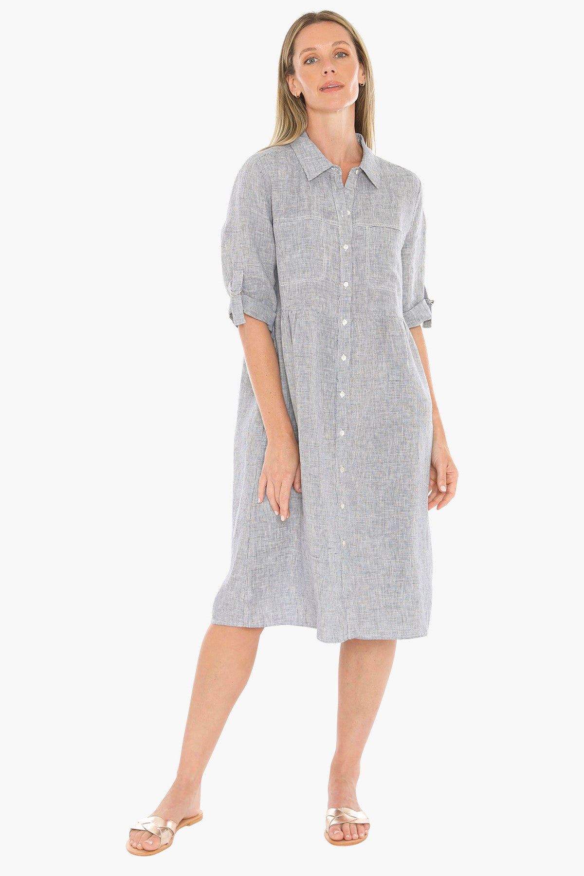 Womens Mini Check Dress Blue 596j5114a