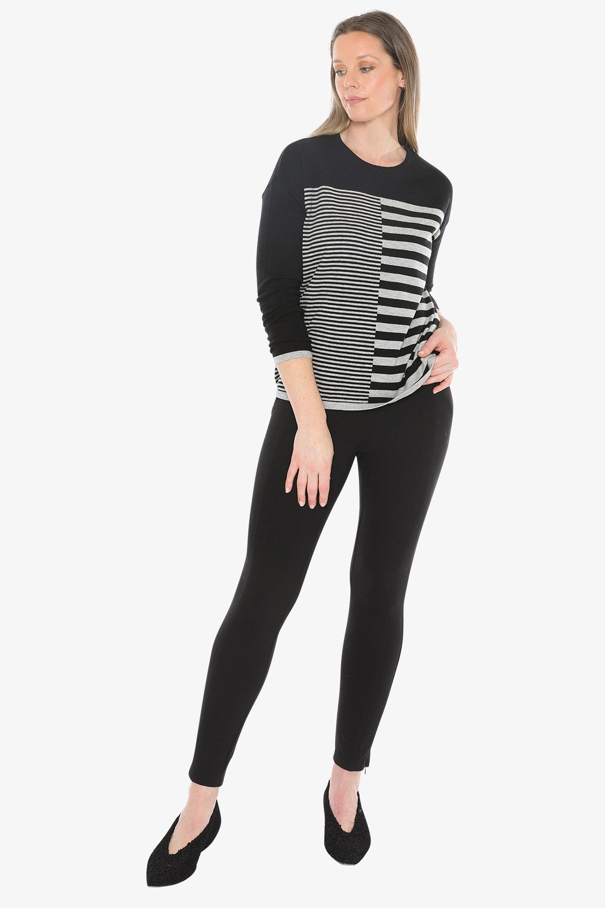 Mixed Stripe Pullover in Black
