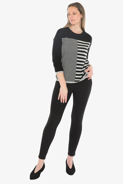 Mixed Stripe Pullover in Black