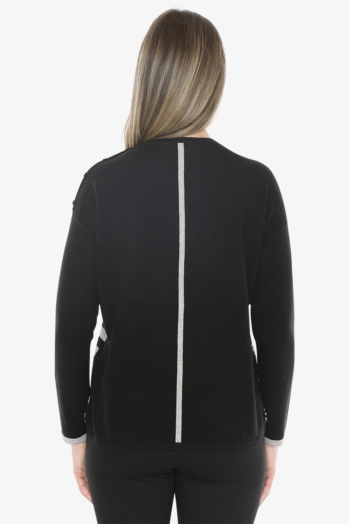 Mixed Stripe Pullover in Black