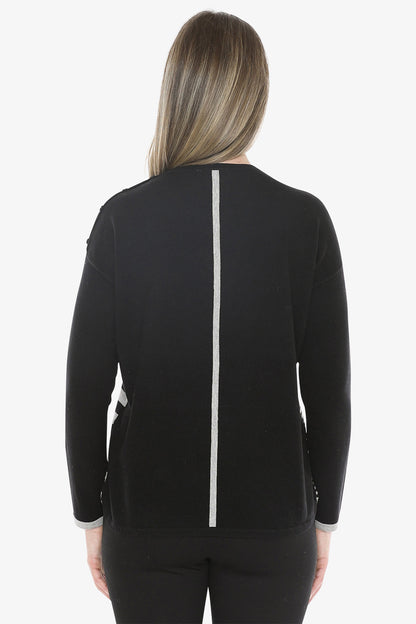 Mixed Stripe Pullover in Black