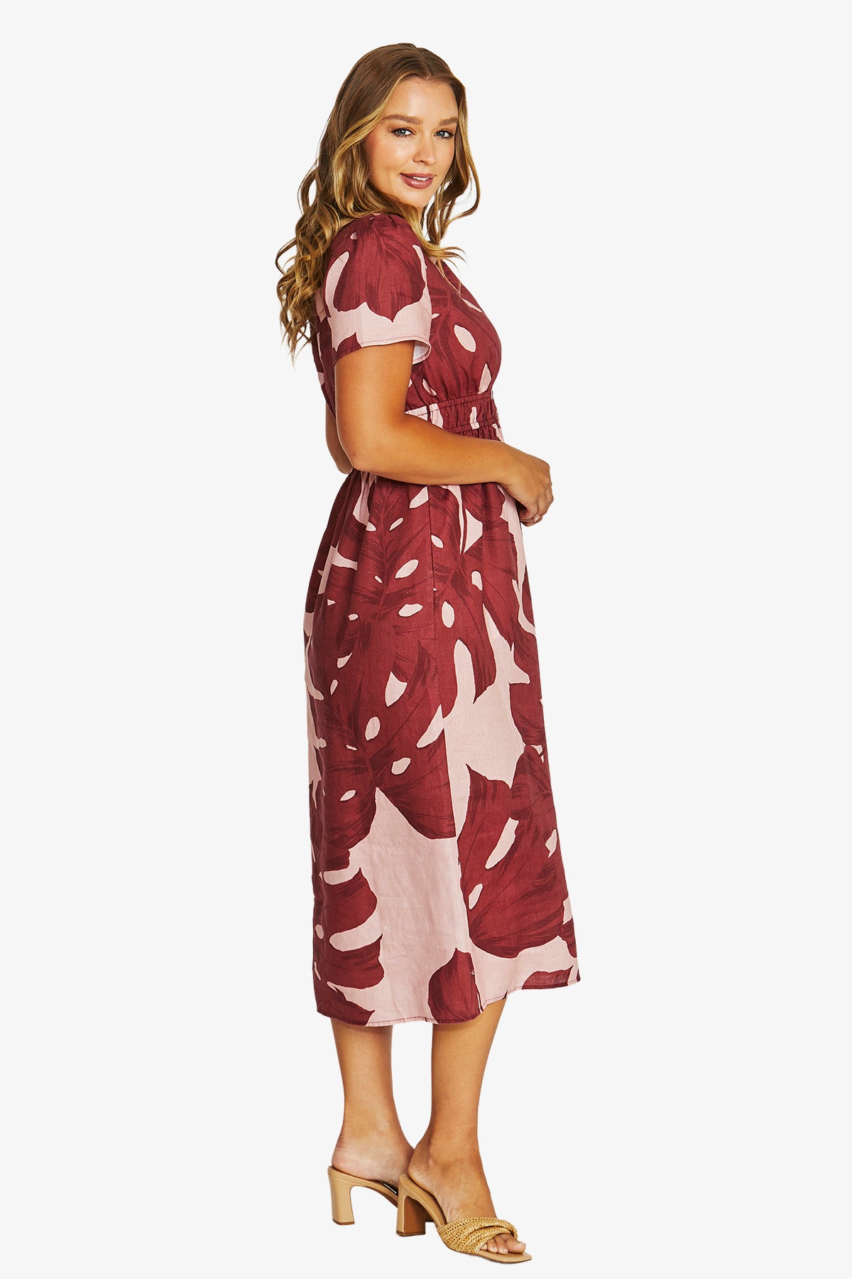 Womens Monstera Dress Red 616j5161a