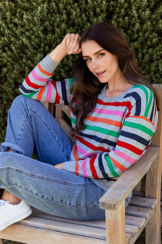 Multi Stripe Pullover in Multi