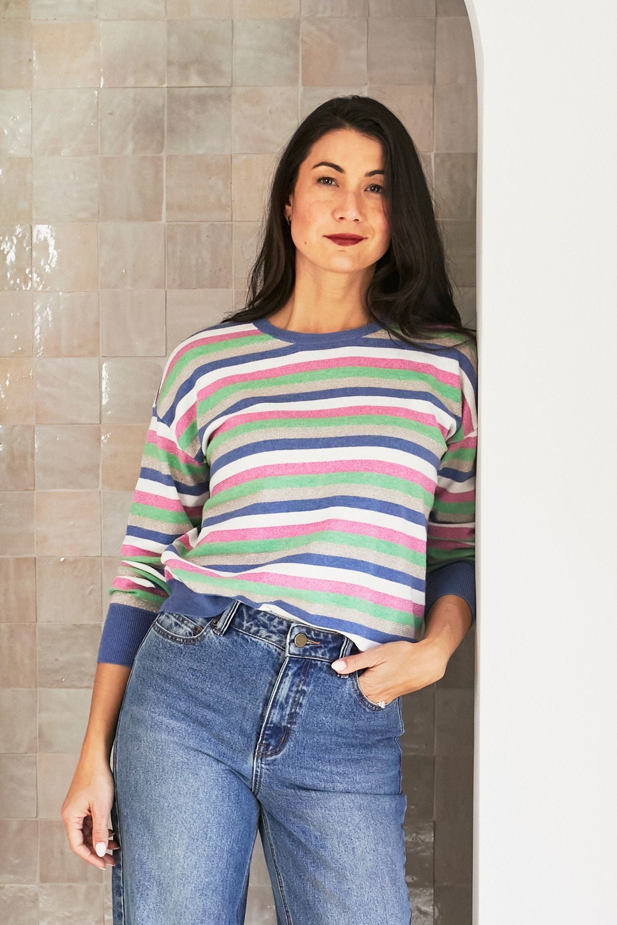 Womens Multi Stripe Pullover Multicolor 60611056a