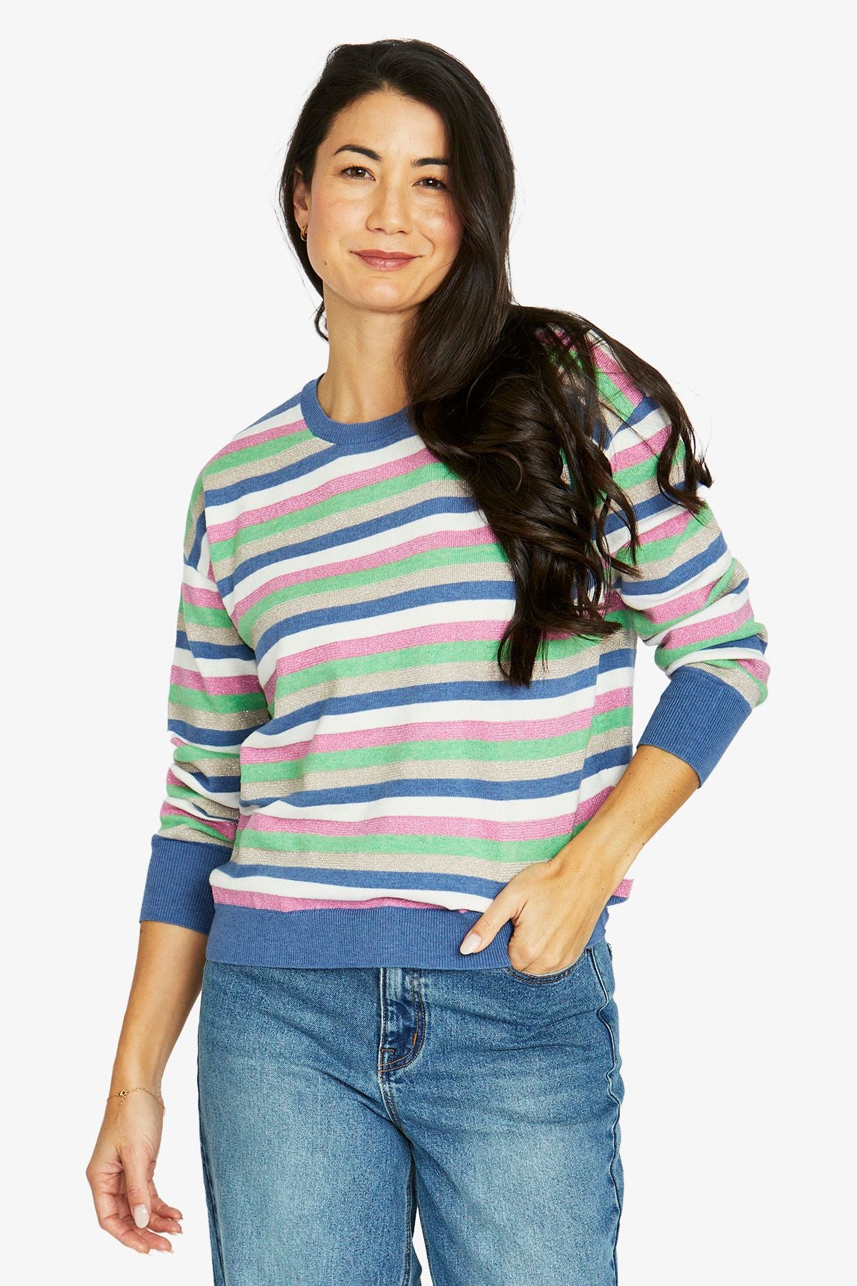 Womens Multi Stripe Pullover Multicolor 60611056a