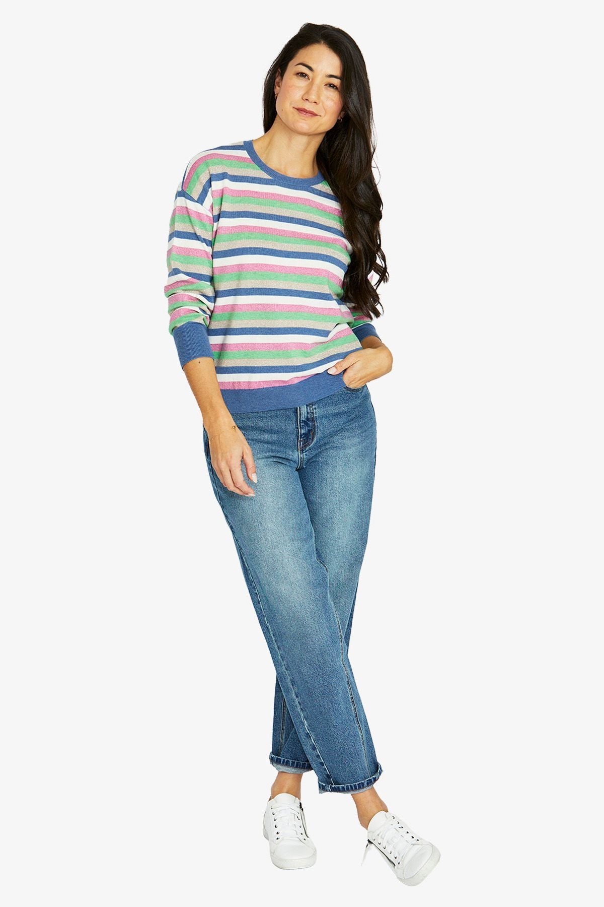 Womens Multi Stripe Pullover Multicolor 60611056a