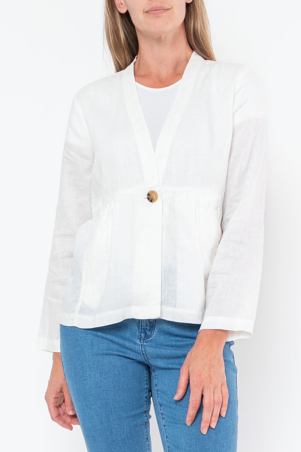 One Button Linen Jacket