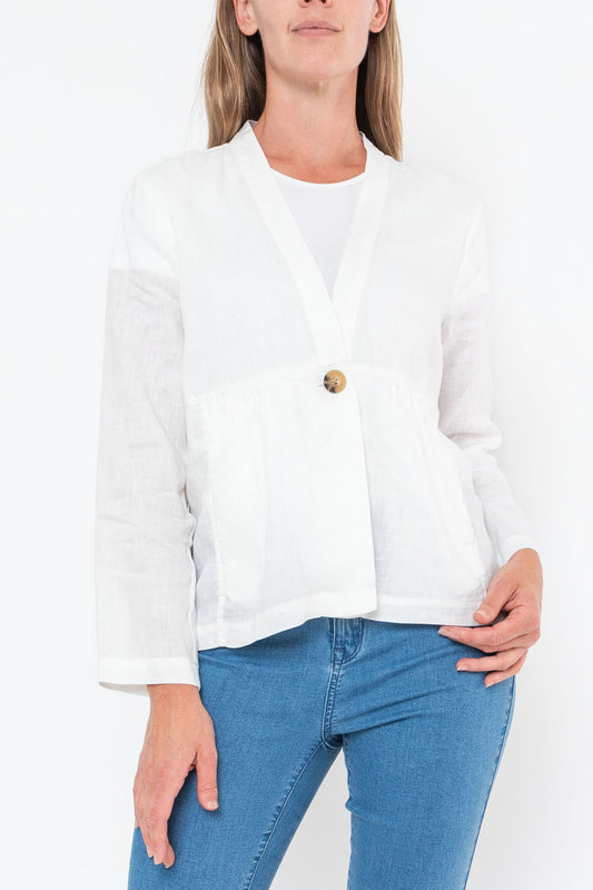 One Button Linen Jacket