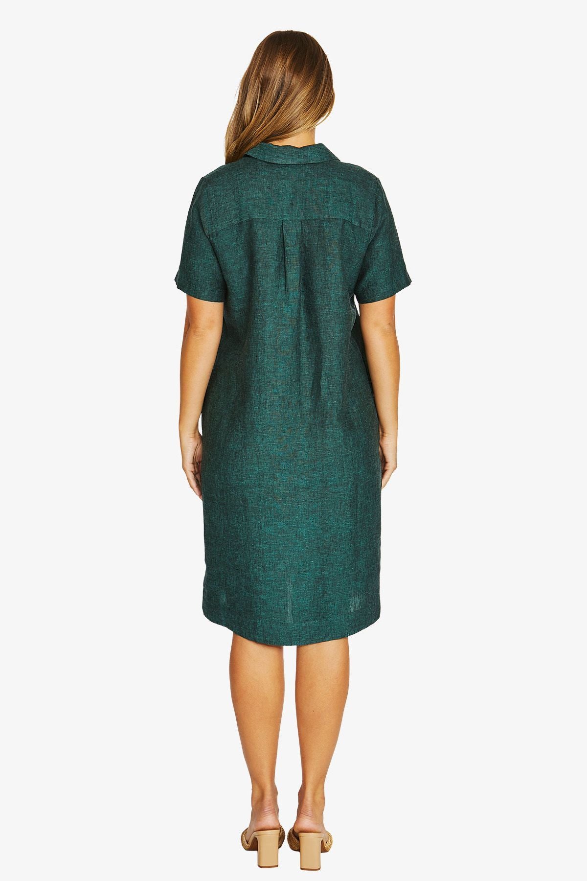 Womens Open Collar Dress Green 616j5109a