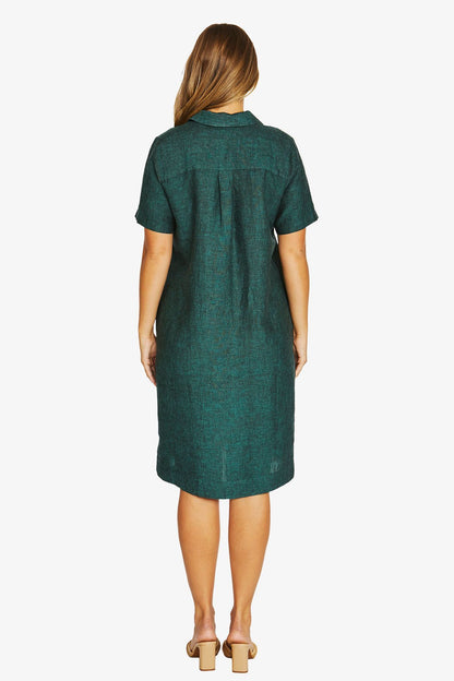 Womens Open Collar Dress Green 616j5109a