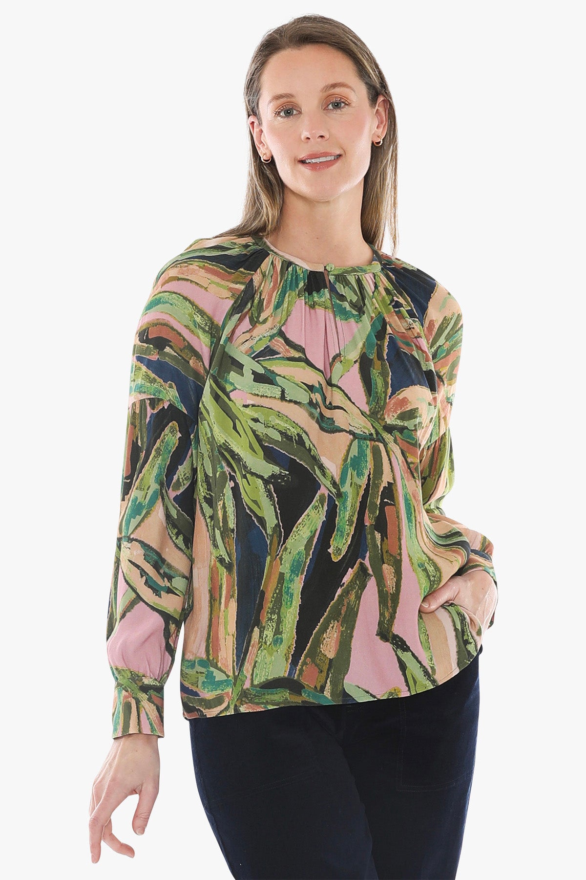 Painted Leaves Top in Multi