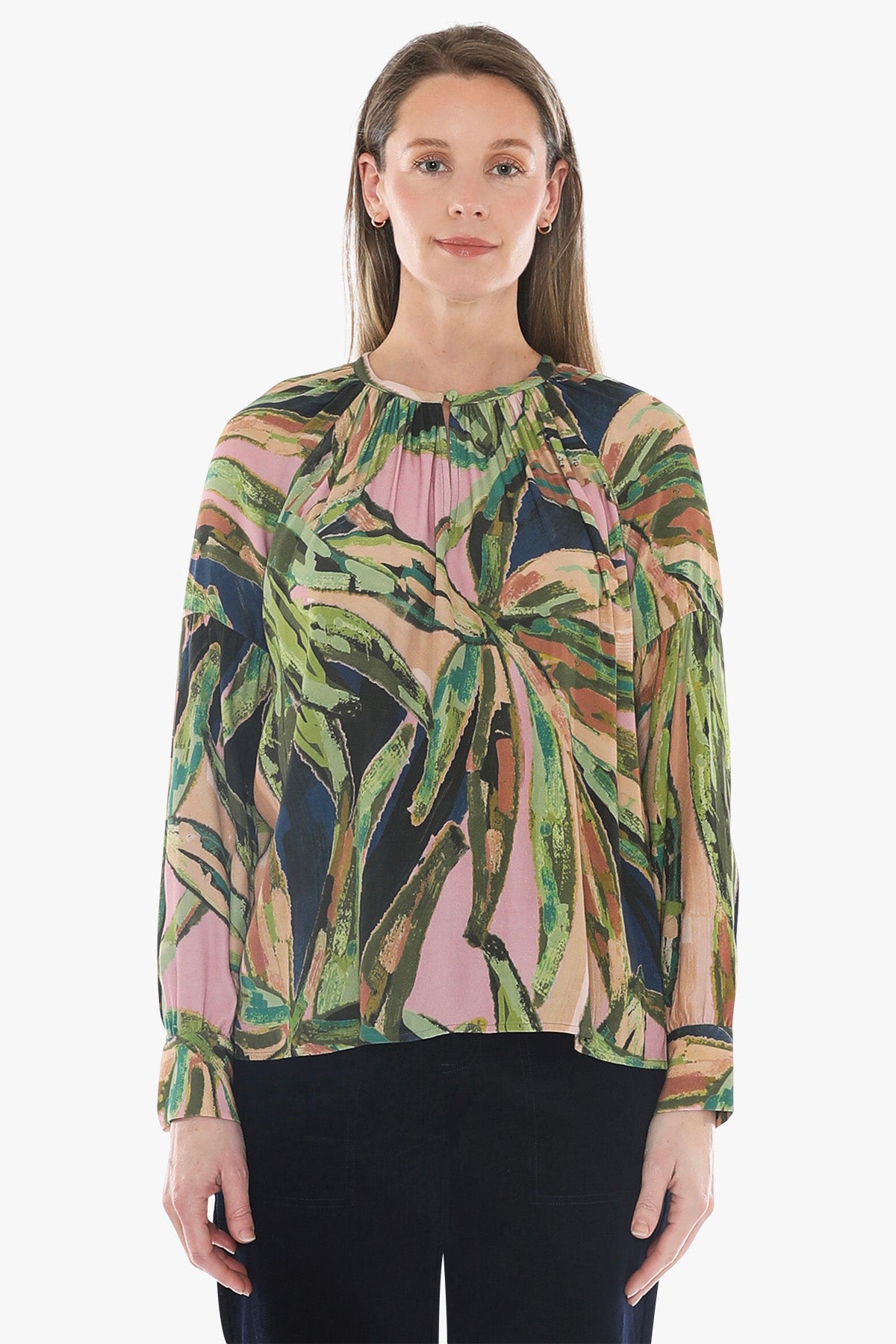 Painted Leaves Top in Multi