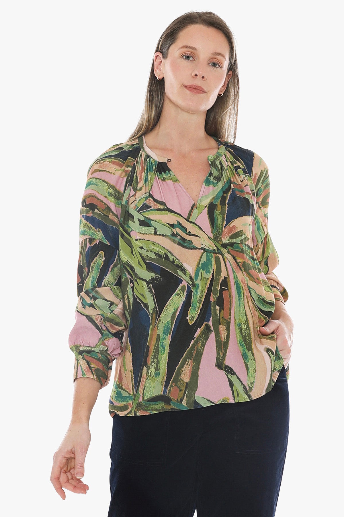 Painted Leaves Top in Multi