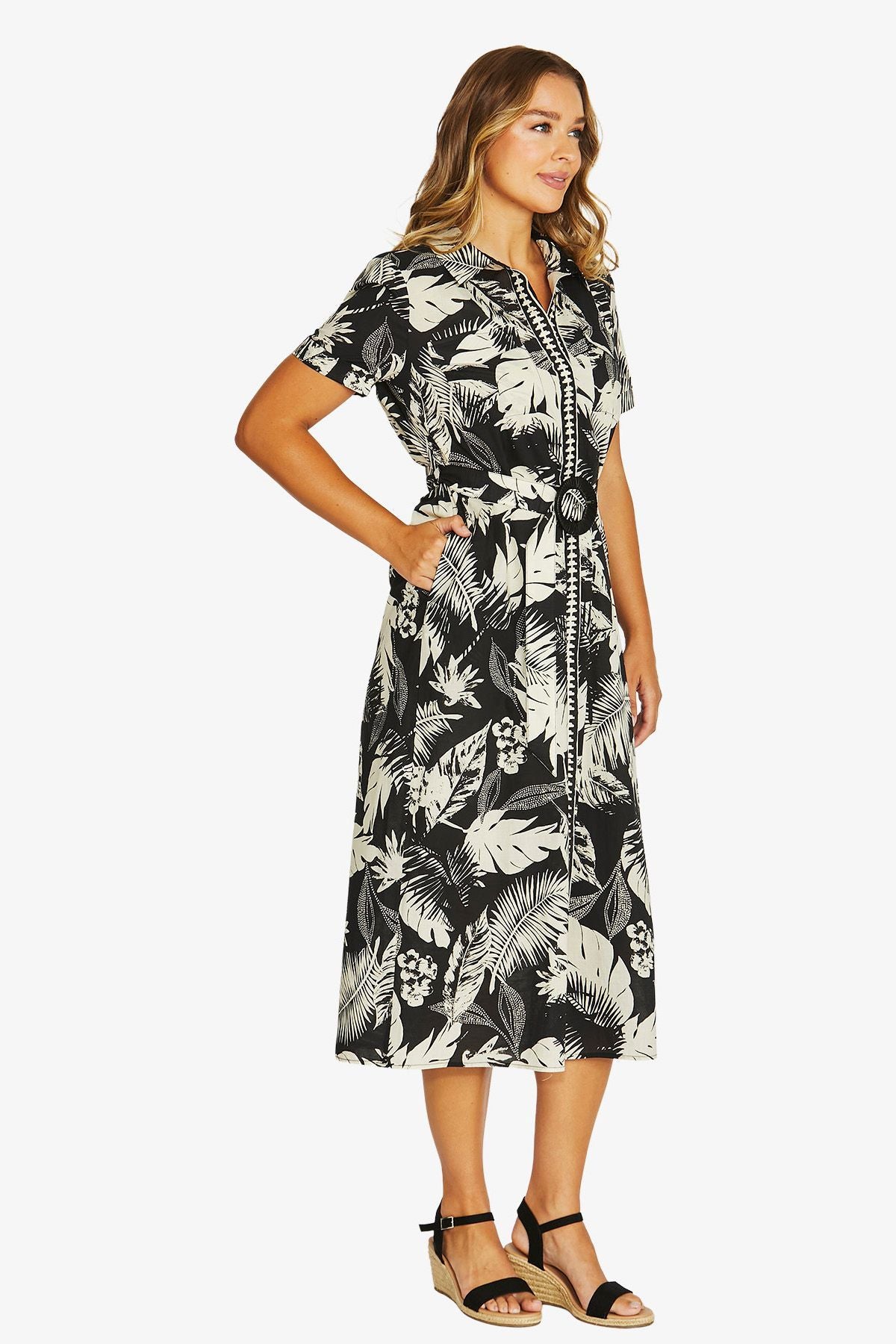 Womens Palm Island Shirt Dress Black 616j5021a