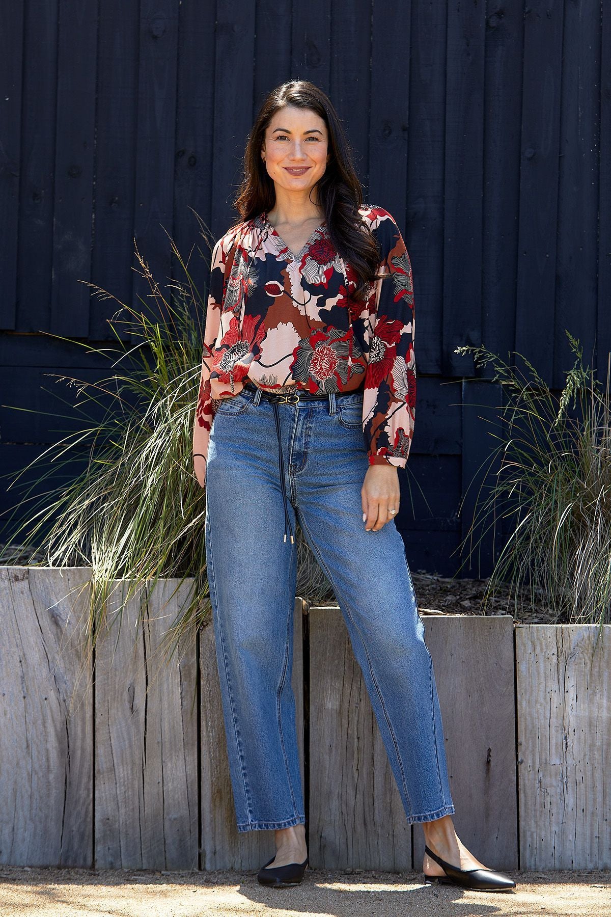 Womens Parisian Floral Top Multicolor 606j3064a