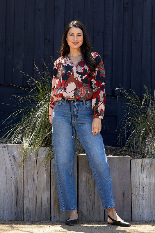 Womens Parisian Floral Top Multicolor 606j3064a