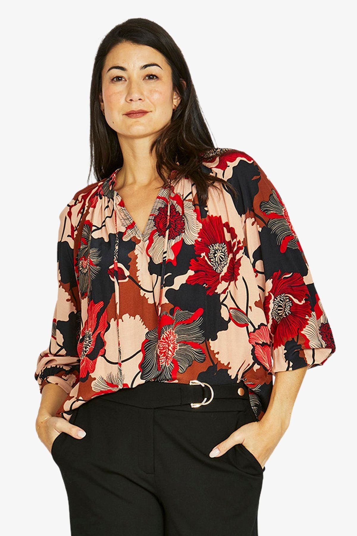 Womens Parisian Floral Top Multicolor 606j3064a