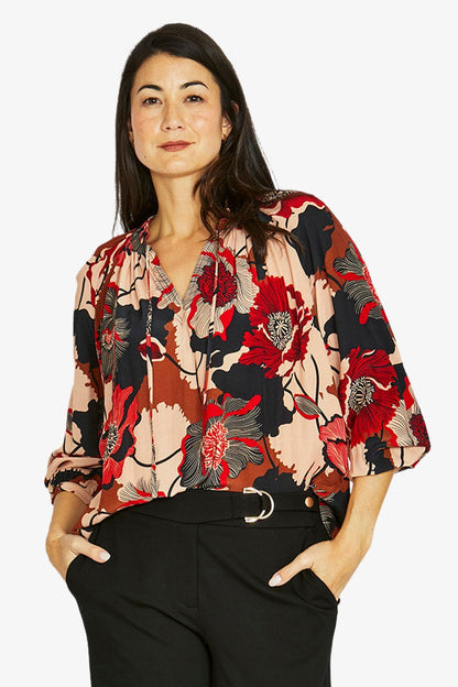 Womens Parisian Floral Top Multicolor 606j3064a