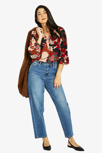 Womens Parisian Floral Top Multicolor 606j3064a