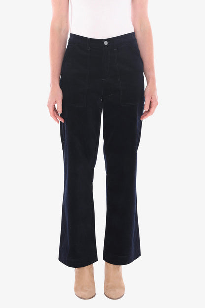 Patch Pocket Velour Pant in Ink