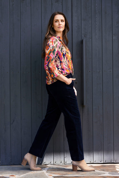 Patch Pocket Velour Pant in Ink