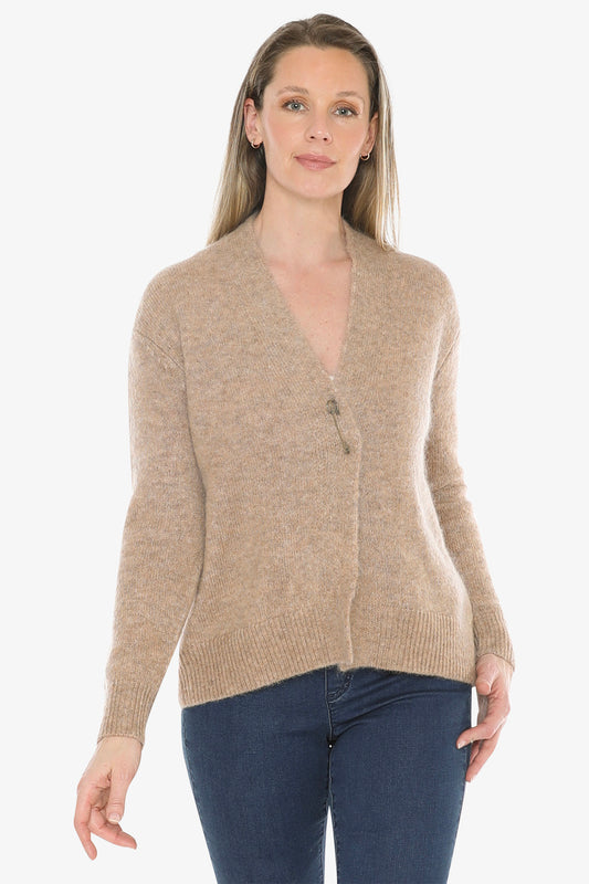 Pin Detail Cardigan in Latte