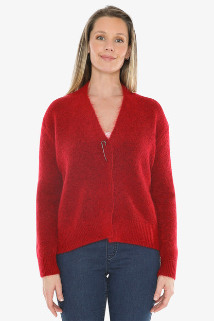 Pin Detail Cardigan in Scarlet