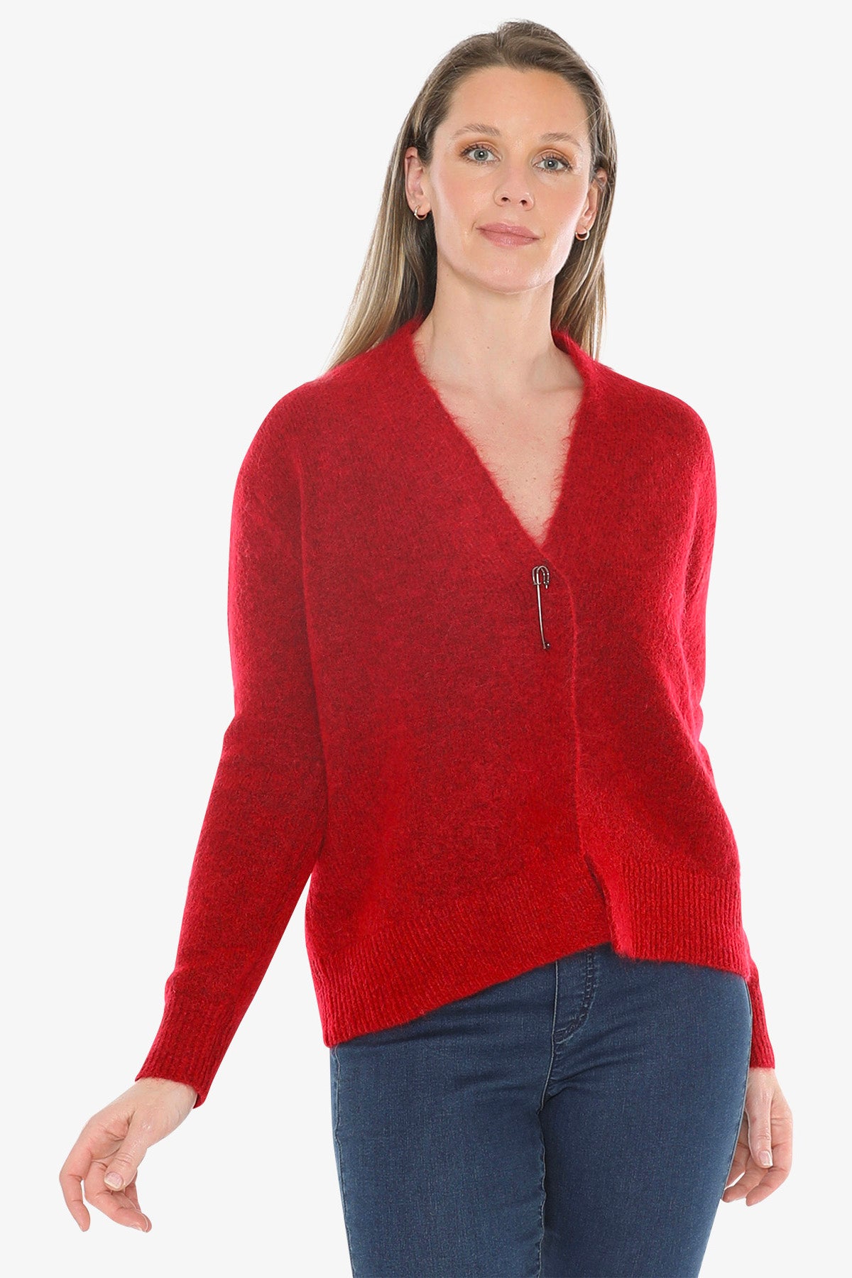 Pin Detail Cardigan in Scarlet