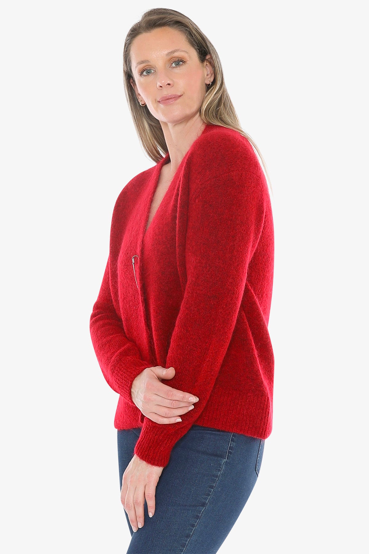 Pin Detail Cardigan in Scarlet