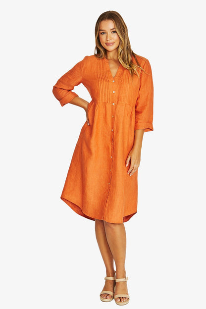 Womens Pintuck Dress Orange 616j5006a