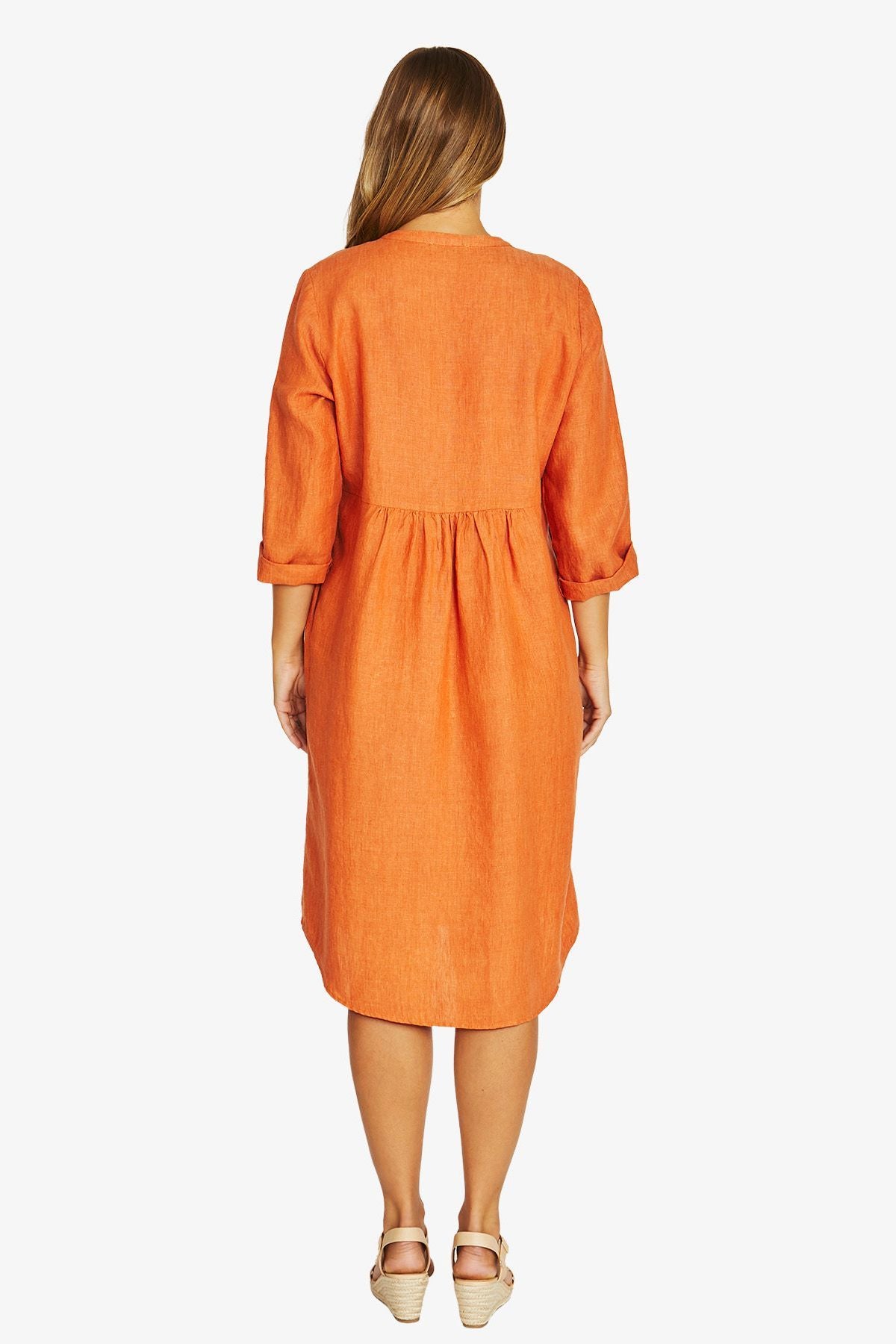 Womens Pintuck Dress Orange 616j5006a