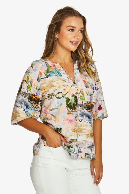 Womens Poolside Glamour Button Top Multicolor 616j3159a