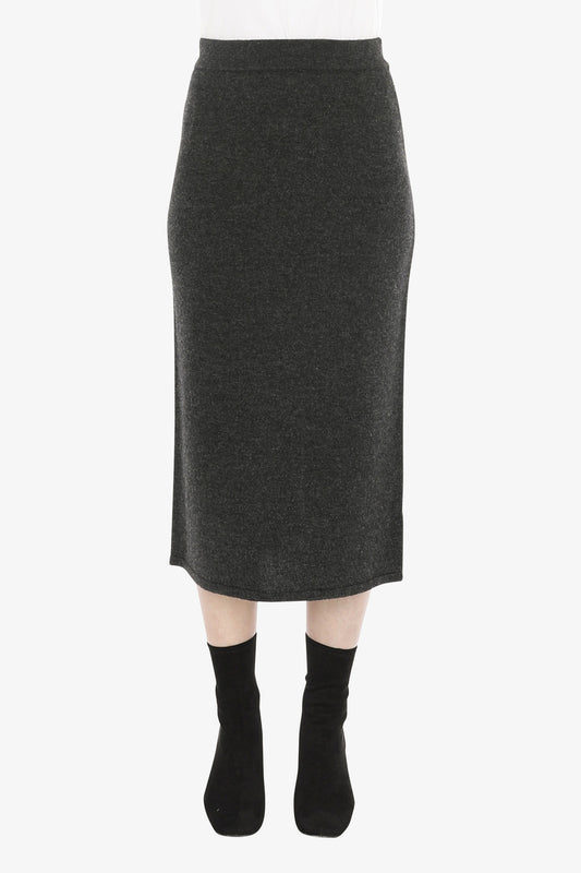 Pull On Knit Skirt in Charcoal