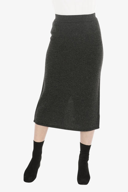 Pull On Knit Skirt in Charcoal