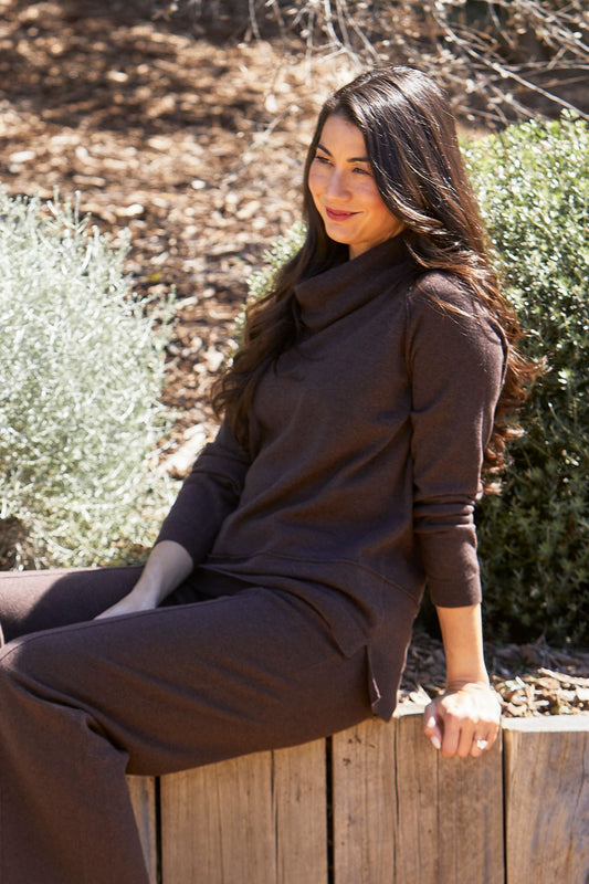 Womens Raglan Cowl Pullover Brown 60611050a