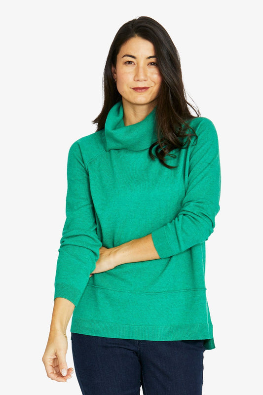 Womens Raglan Cowl Pullover Green 60611050a